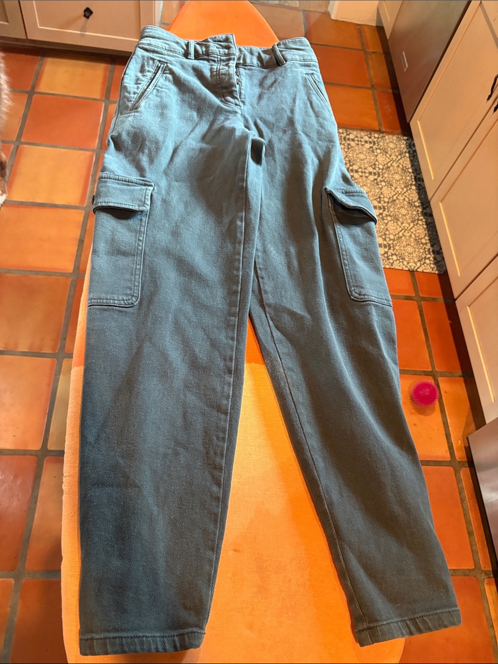 Wilfred Teal Blue Cargo Trousers with Utility Pockets
